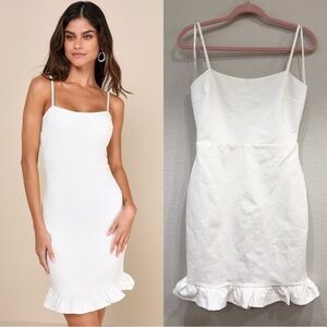 NWOT Lulus Spoonful of Sass White‎ Ruffled Bodycon Mini Dress